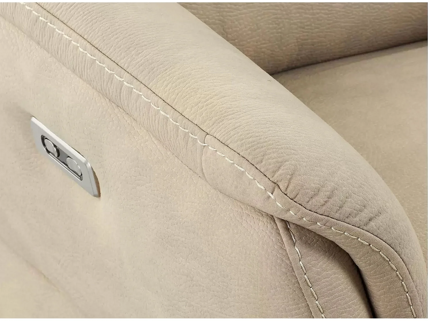 Sofá reclinable Valenza de nobuk-Gris oscuro-Sistema Eléctrico-3 plazas