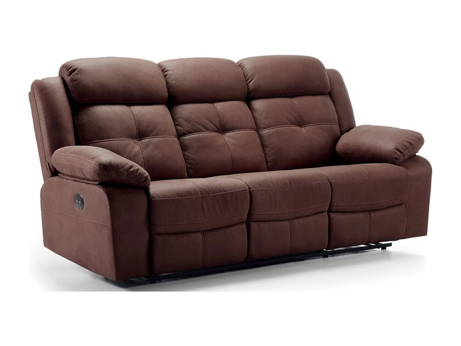 Sofá nubuck reclinable Farenza-Gris oscuro-Sistema Manuel-3 plazas