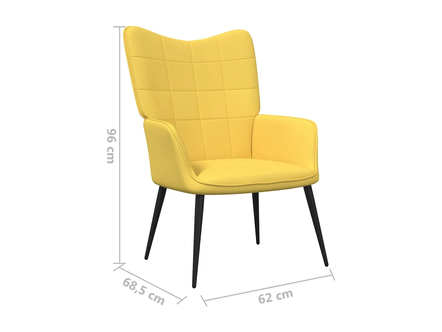 Chaise de relaxation 62x68,5x96 Jaune moutarde Tissu 3