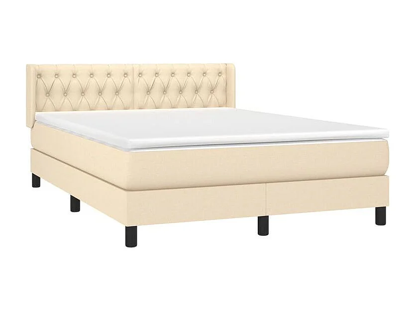 Sommier à lattes de lit avec matelas Crème 140x190 Tissu