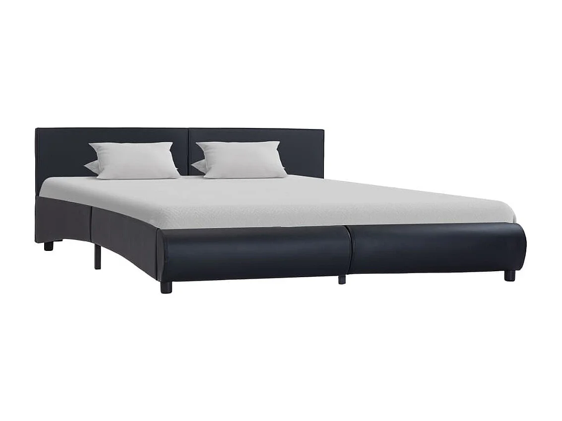 Lit avec LED Noir Similicuir 180x200