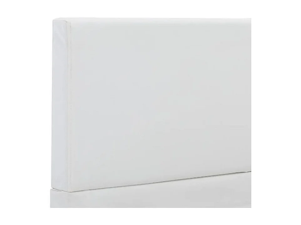 Lit adulte simili cuir blanc et pieds bois massif noir Nyam 180x200