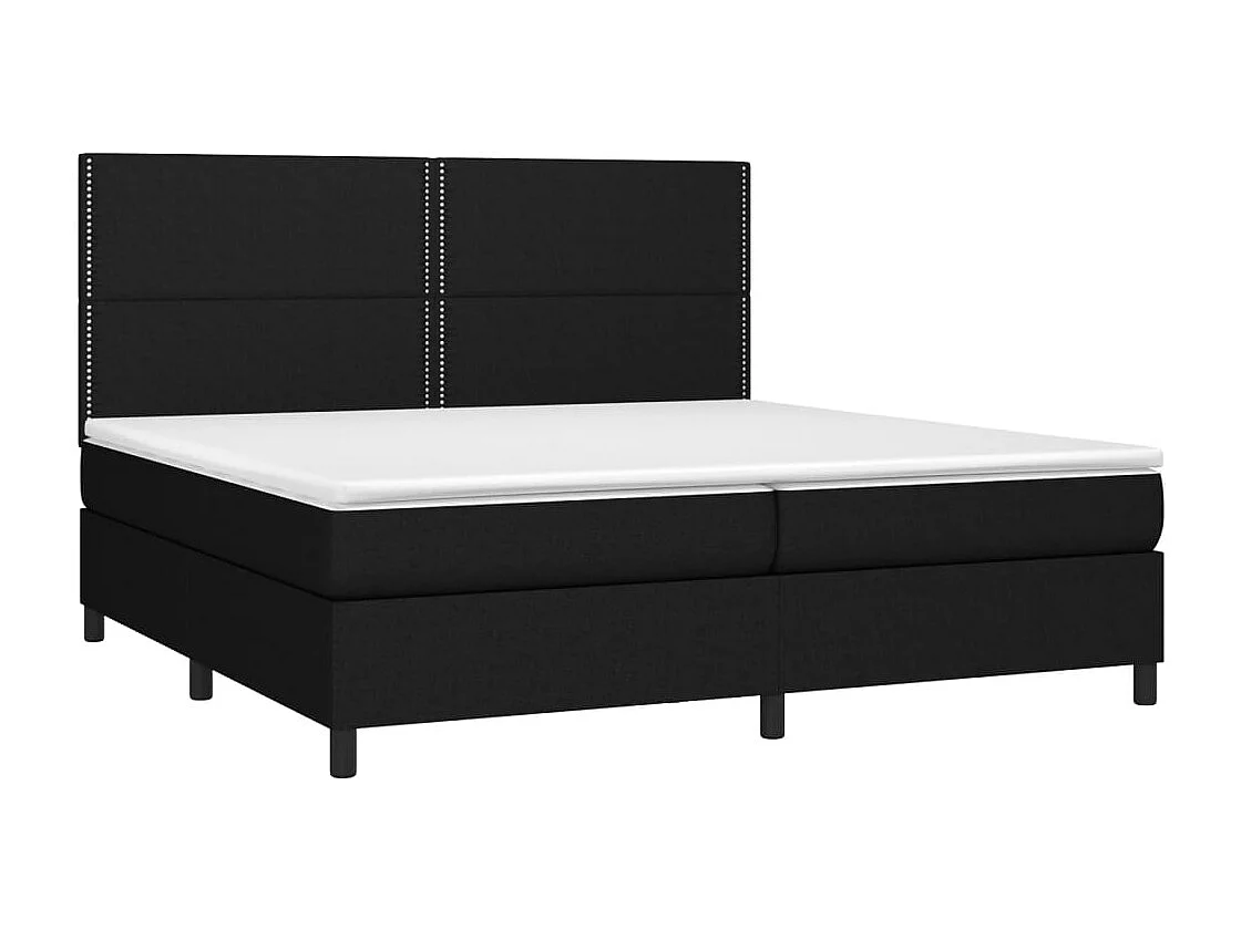 Lit à sommier tapissier et matelas et LED Noir 200x200 Tissu