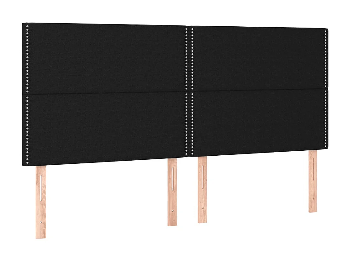 Lit à sommier tapissier et matelas et LED Noir 200x200 Tissu