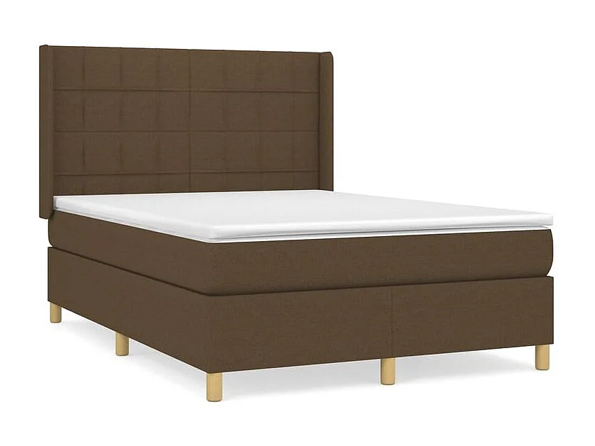 Sommier à lattes de lit avec matelas Marron foncé 140x190