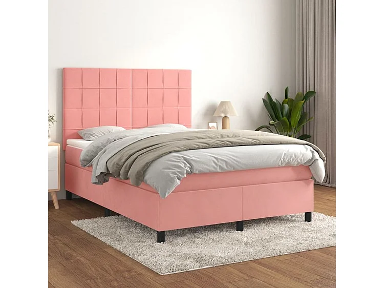 Sommier à lattes de lit avec matelas Rose 140x190 Velours