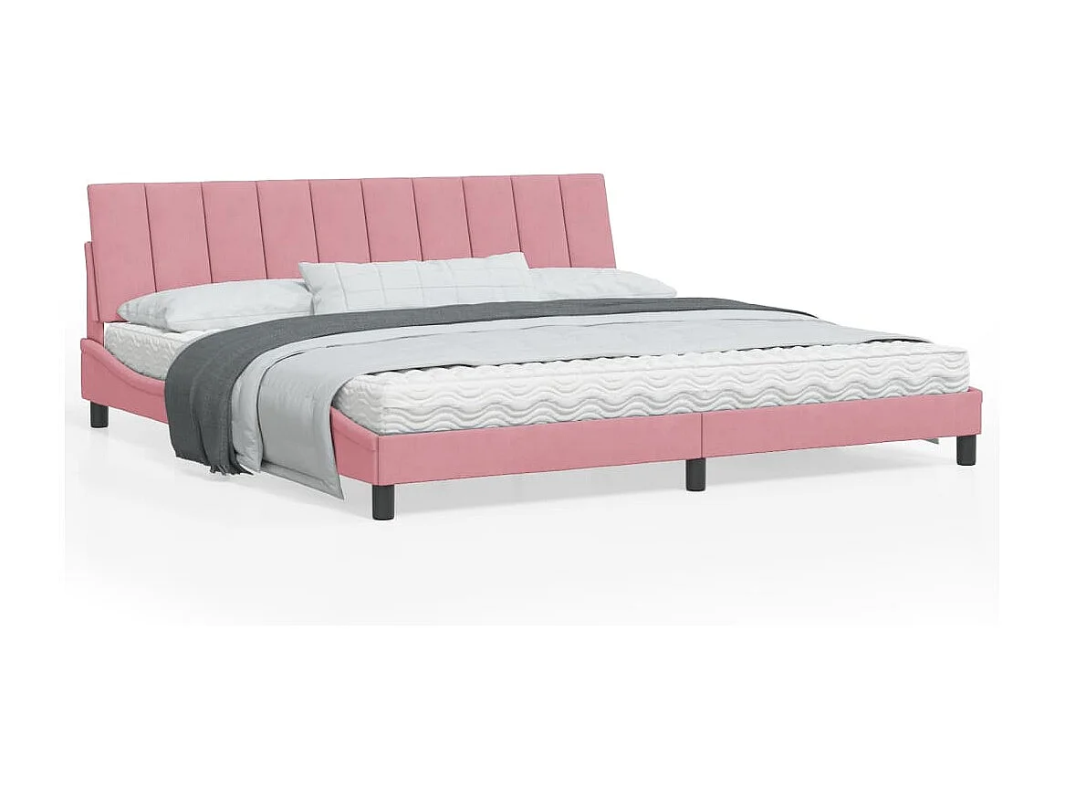 Cadre de lit avec tête de lit Rose 200x200 Velours