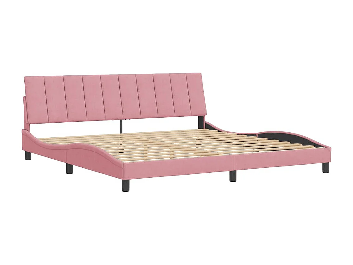 Cadre de lit avec tête de lit Rose 200x200 Velours