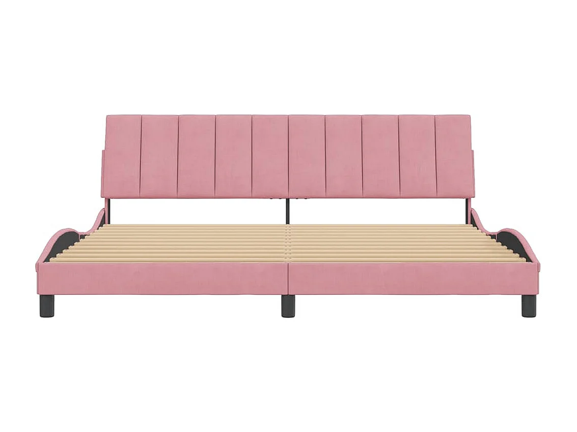 Cadre de lit avec tête de lit Rose 200x200 Velours