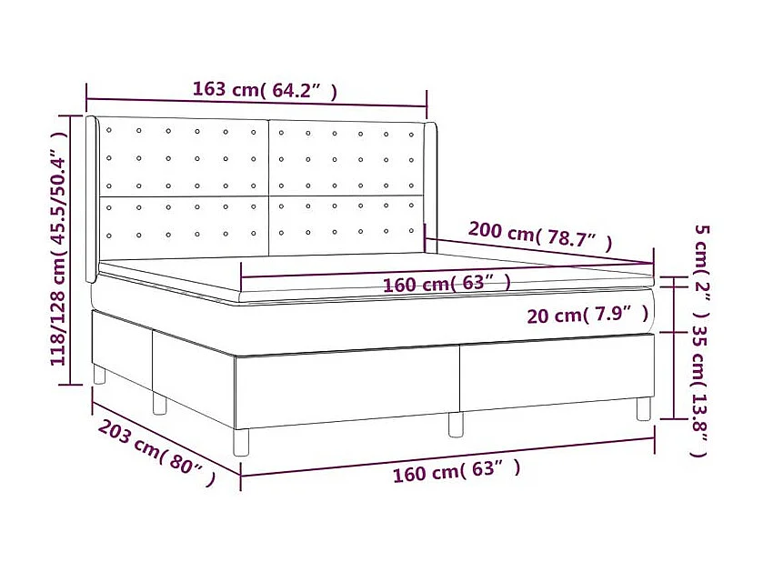 Sommier à lattes de lit avec matelas Rose 160x200 Velours