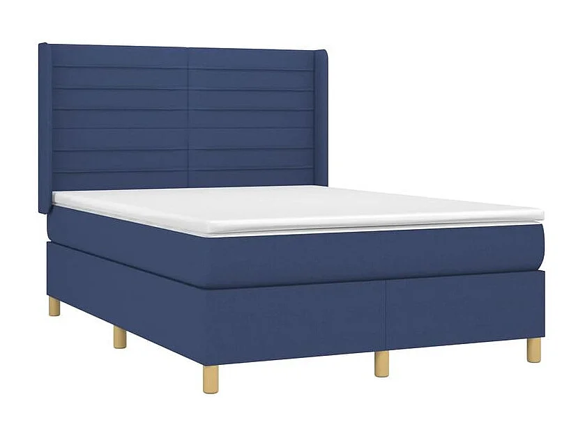 Sommier à lattes de lit matelas et LED Bleu 140x190 Tissu