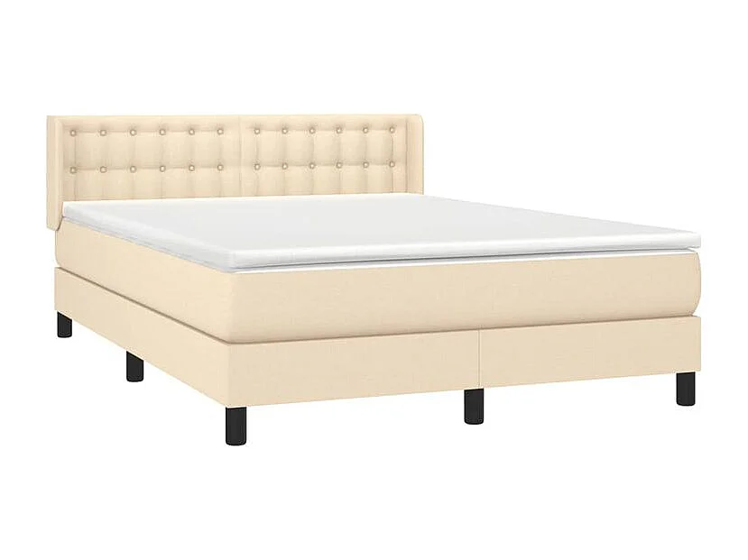 Sommier à lattes de lit avec matelas Crème 140x190 Tissu