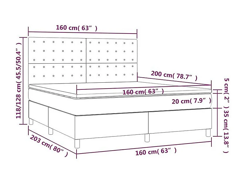 Sommier à lattes de lit avec matelas Rose 160x200 Velours
