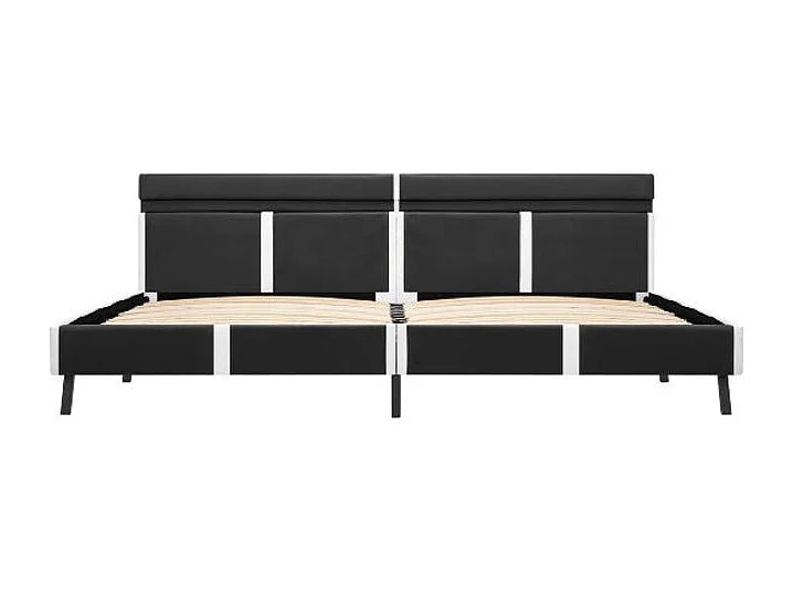 Lit adulte à LED simili cuir gris et blanc Mia 180x200