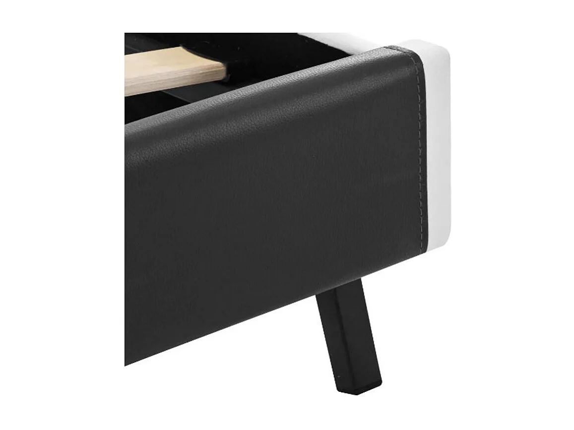 Lit adulte à LED simili cuir gris et blanc Mia 180x200