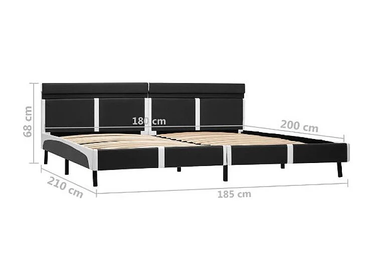 Lit adulte à LED simili cuir gris et blanc Mia 180x200