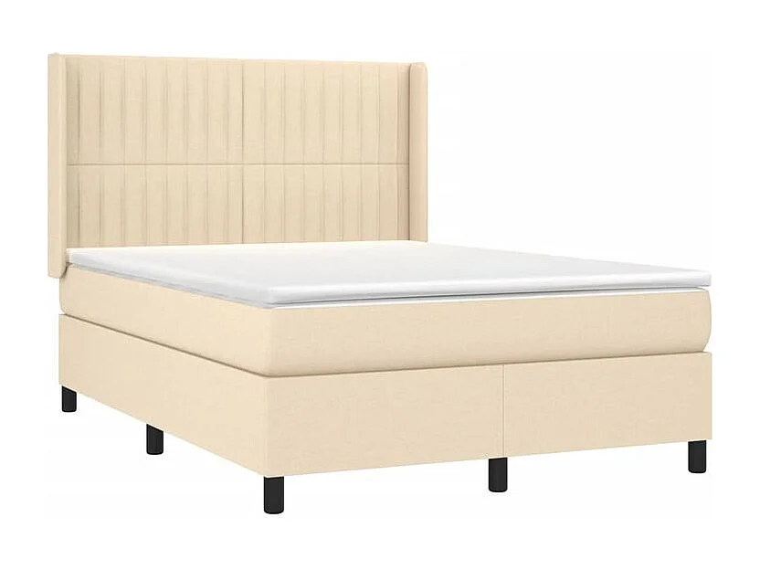 Sommier à lattes de lit matelas et LED Crème 140x190 Tissu