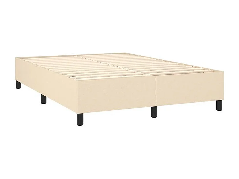 Sommier à lattes de lit matelas et LED Crème 140x190 Tissu