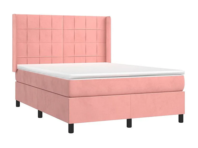 Sommier à lattes de lit matelas et LED Rose 140x190 Velours