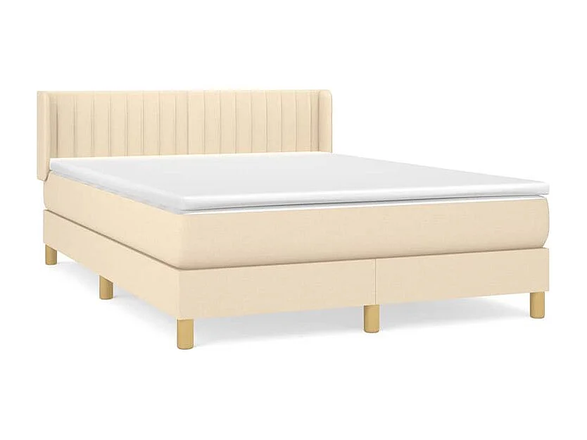 Sommier à lattes de lit avec matelas Crème 140x190 Tissu