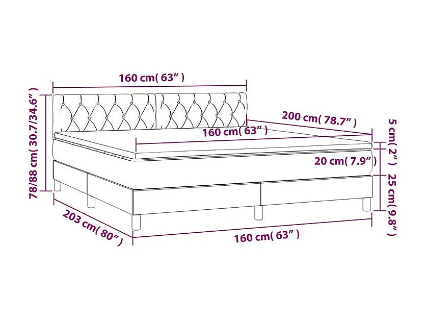 Sommier à lattes de lit avec matelas Rose 160x200 Velours