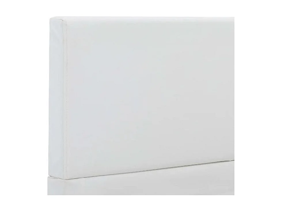 Lit adulte simili cuir blanc et pieds bois massif noir Nyam 160x200
