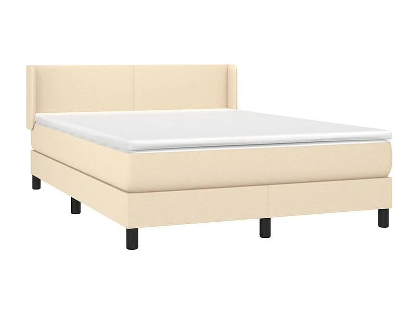 Sommier à lattes de lit avec matelas Crème 140x190 Tissu