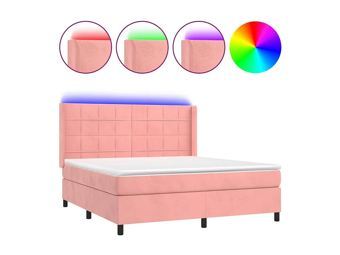 Sommier à lattes de lit matelas et LED Rose 160x200 Velours