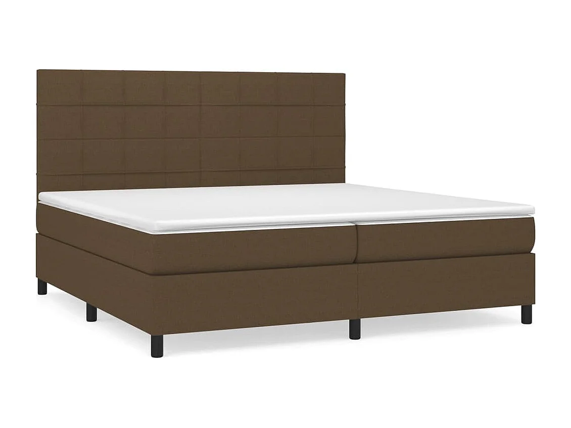 Lit à sommier tapissier avec matelas Marron foncé 200x200 6