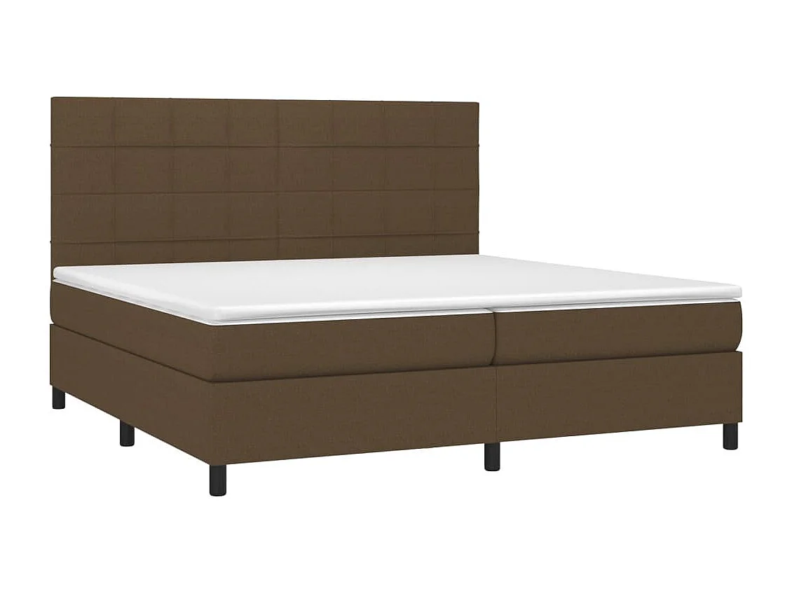 Lit à sommier tapissier avec matelas Marron foncé 200x200 6