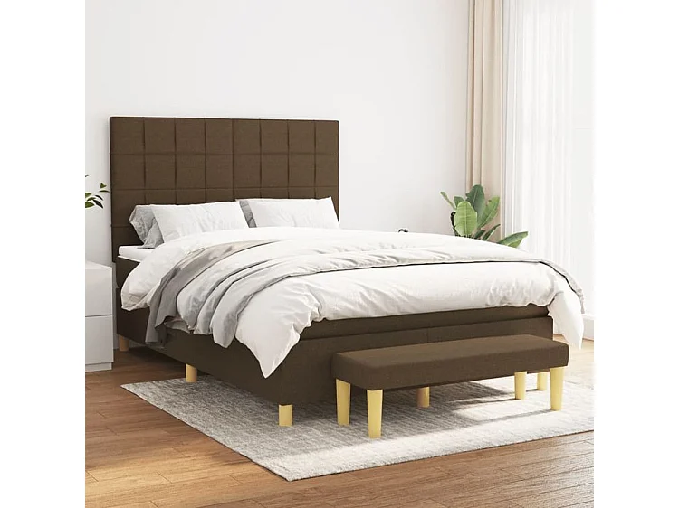 Sommier à lattes de lit avec matelas Marron foncé 140x190