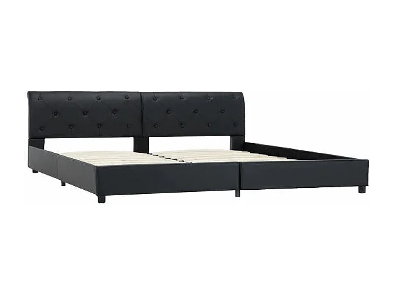 Lit adulte simili cuir noir et pieds en métal Simia 180x200