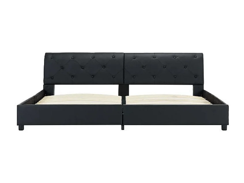 Lit adulte simili cuir noir et pieds en métal Simia 180x200