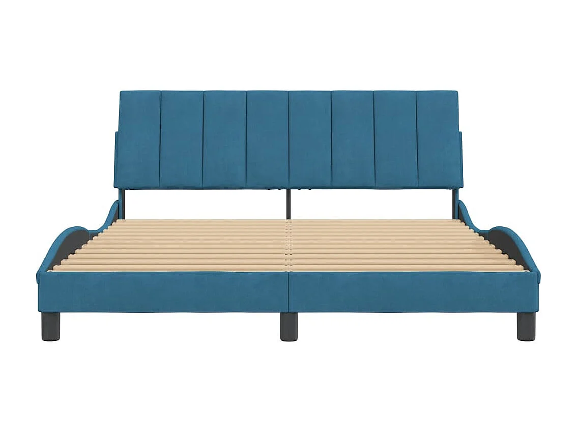 Cadre de lit avec tête de lit bleu 160x200 velours