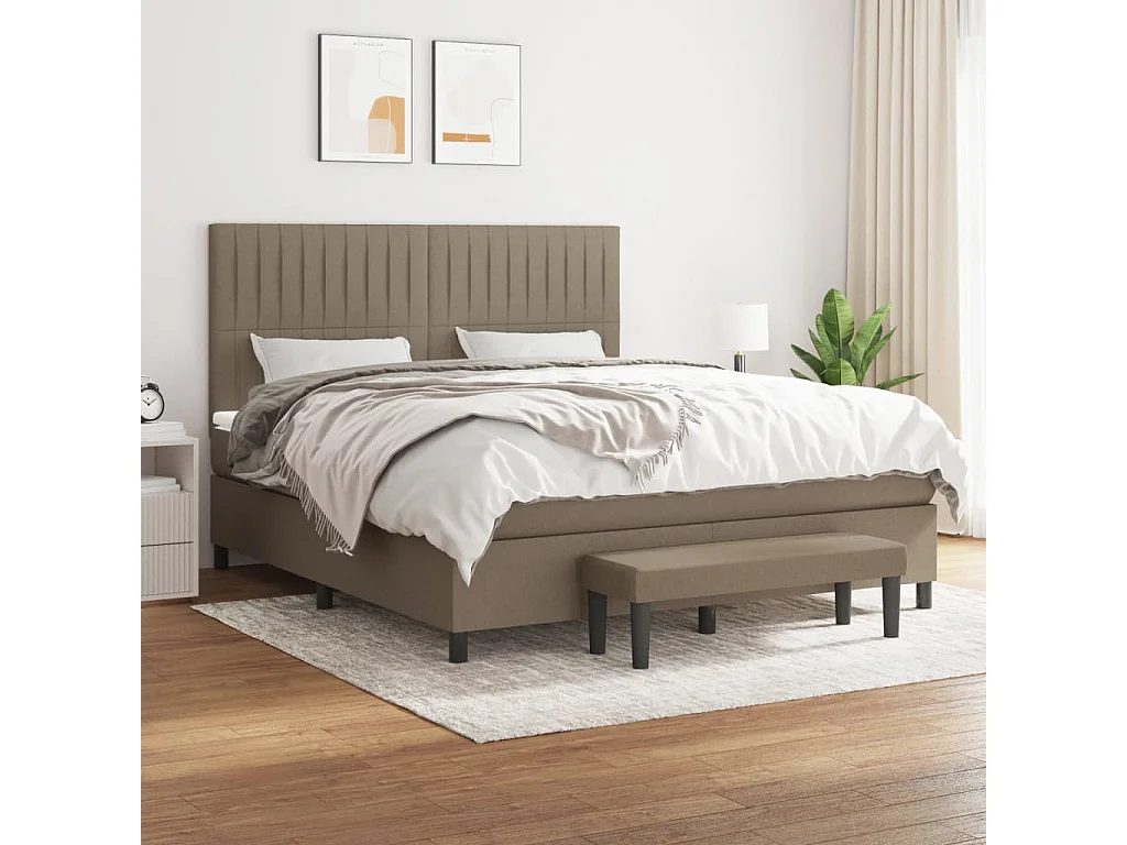 Lit à sommier tapissier avec matelas Taupe 160x200 Tissu