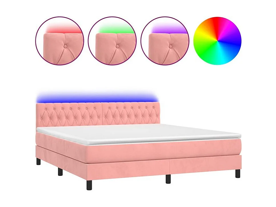 Sommier à lattes de lit avec matelas et LED Rose 160x200