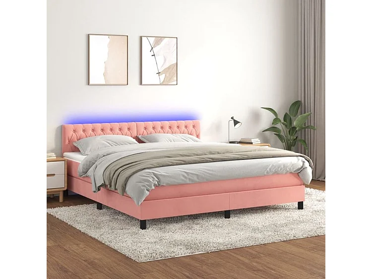 Sommier à lattes de lit avec matelas et LED Rose 160x200