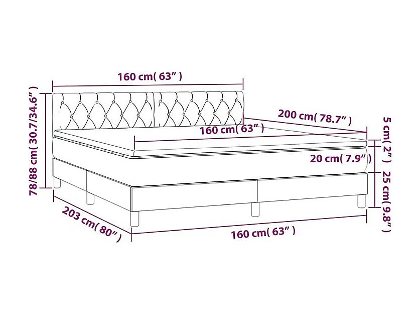 Sommier à lattes de lit avec matelas et LED Rose 160x200
