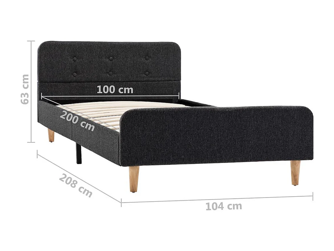 Lit Gri foncé Jute 100x200