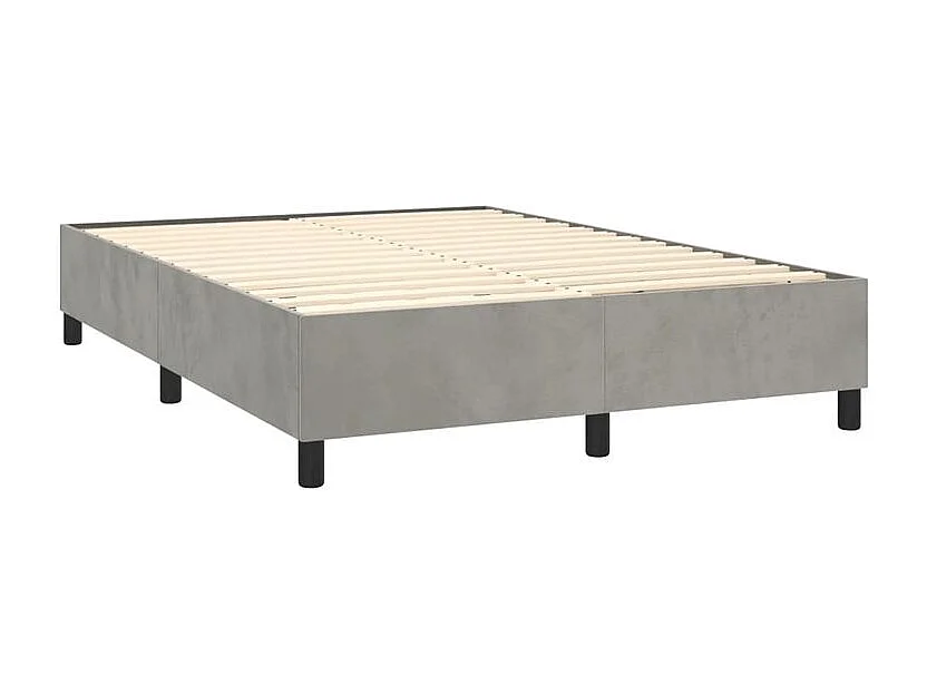 Sommier à lattes de lit et matelas Gris clair 140x200 Velours