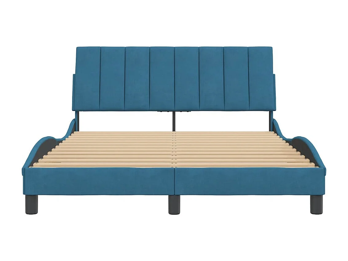 Cadre de lit avec tête de lit bleu 120x200 velour