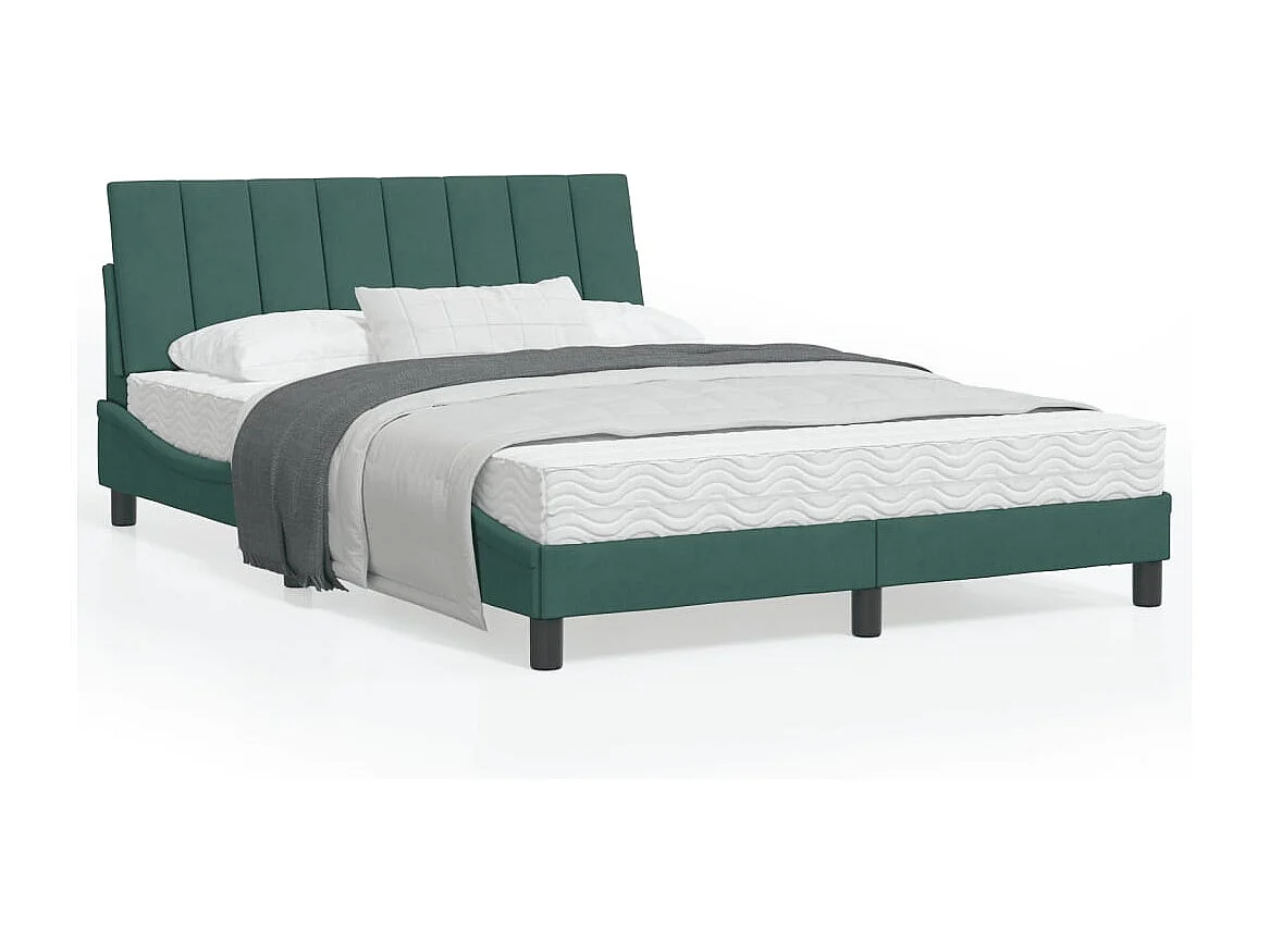 Cadre de lit avec tête de lit Vert foncé 140x190 Velours