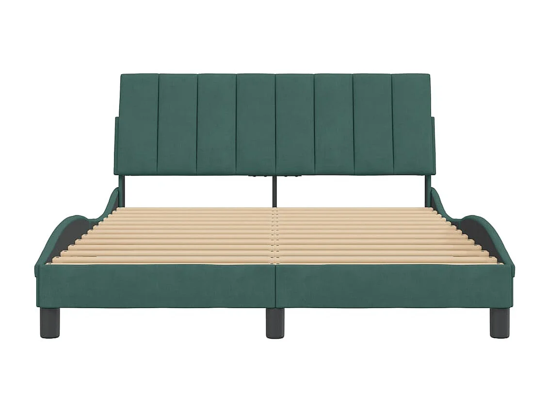 Cadre de lit avec tête de lit Vert foncé 140x190 Velours