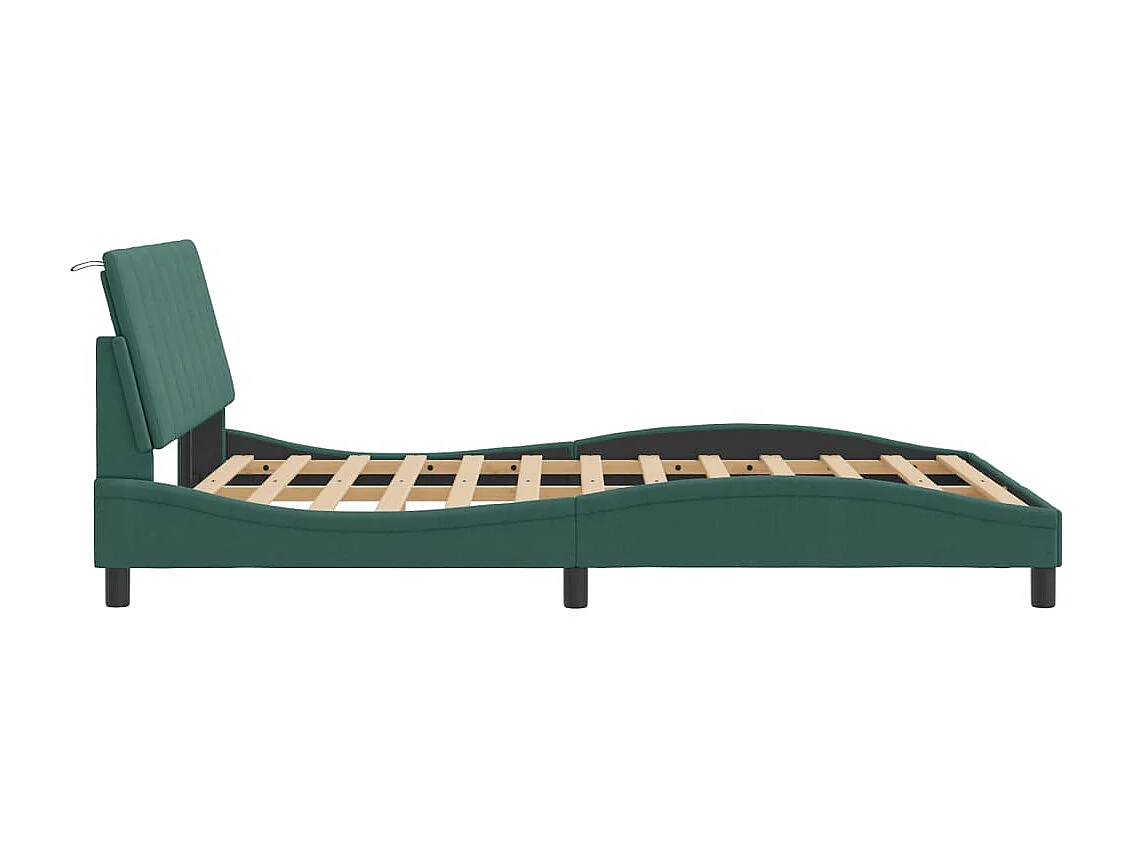 Cadre de lit avec tête de lit Vert foncé 140x190 Velours