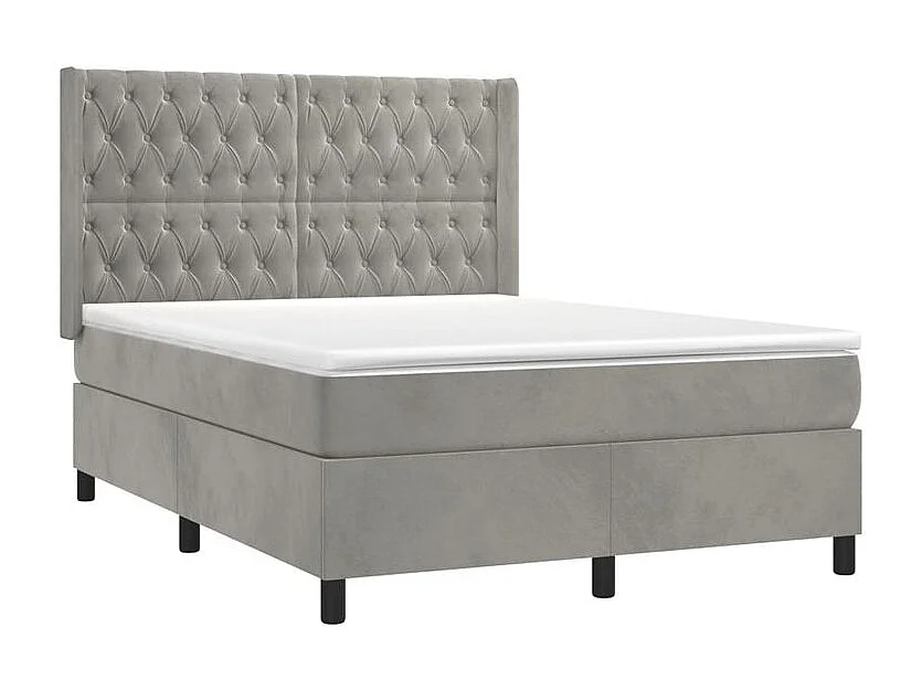 Sommier à lattes de lit matelas et LED Gris clair 140x190