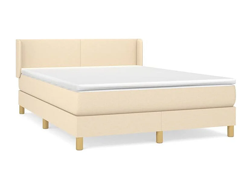 Sommier à lattes de lit avec matelas Crème 140x190 Tissu