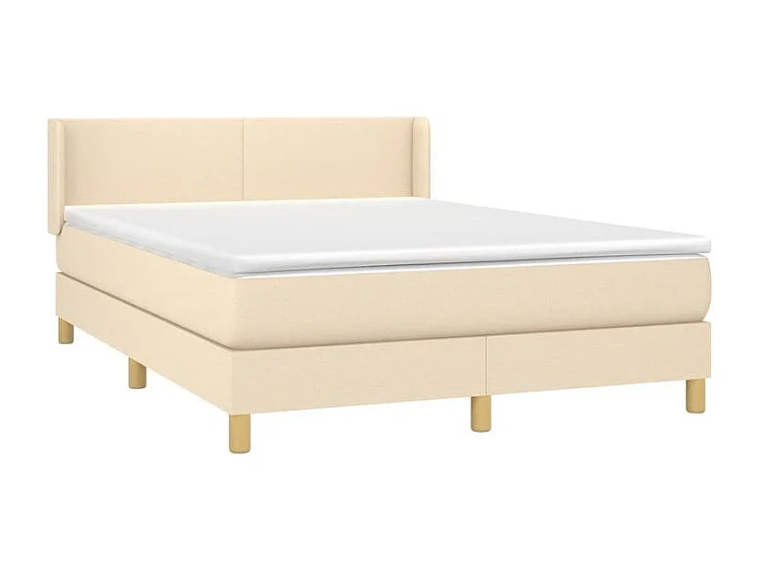 Sommier à lattes de lit avec matelas Crème 140x190 Tissu