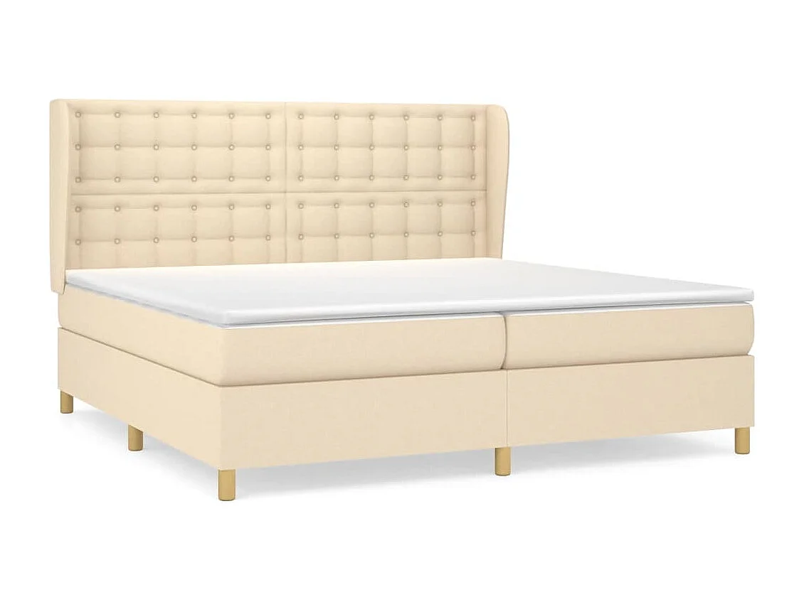 Lit à sommier tapissier avec matelas Crème 200x200 Tissu 6