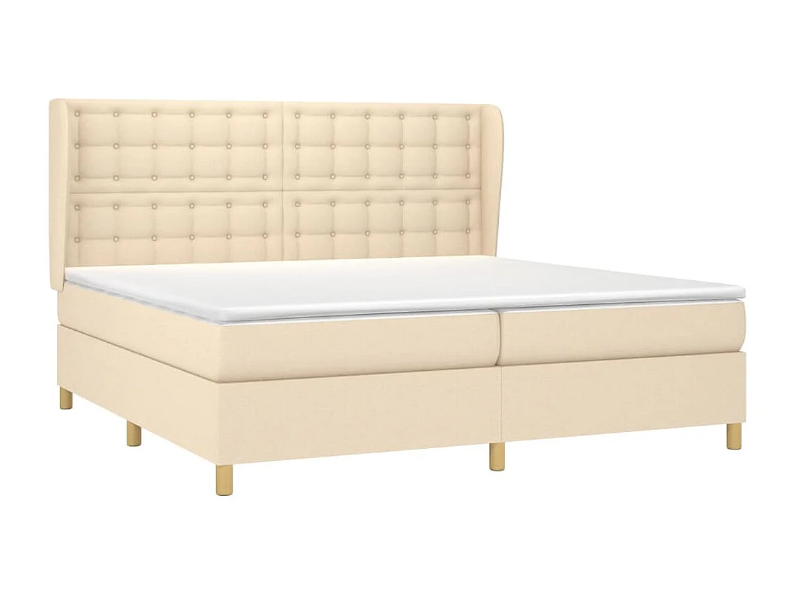 Lit à sommier tapissier avec matelas Crème 200x200 Tissu 6