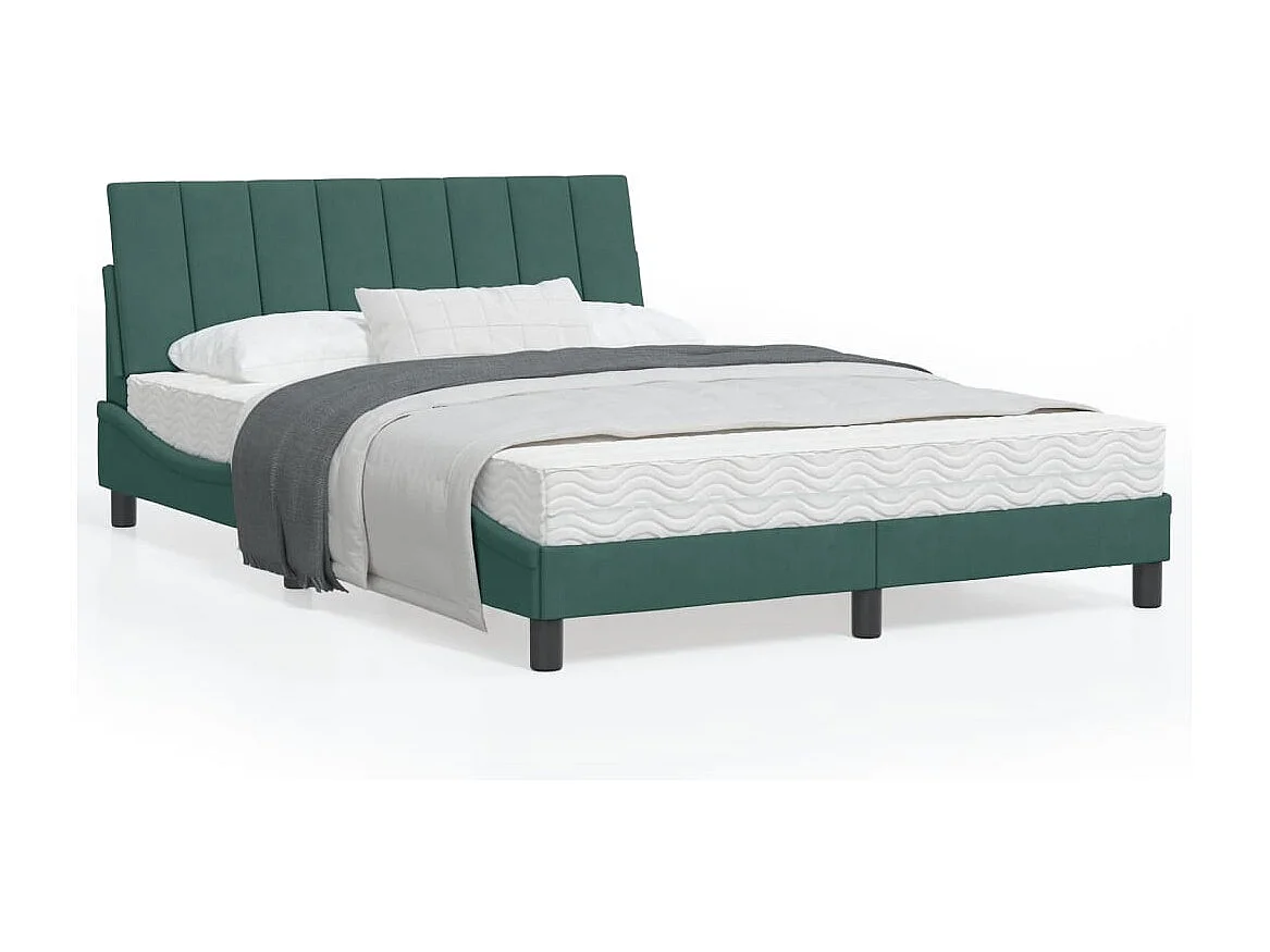 Cadre de lit avec lumières LED vert foncé 140x190 velours